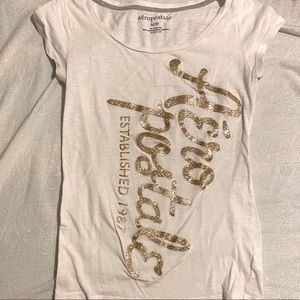 Aeropostale glitter logo scoopneck tee